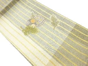 相良刺繍鼓に葉模様名古屋帯